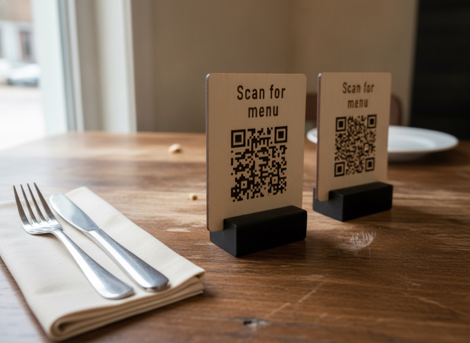 qr kodo meniu zenklas su stoveliu medienos tekstura is arti qr-kodo-meniu-zenklas-su-stoveliu-medienos-tekstura-is-arti
